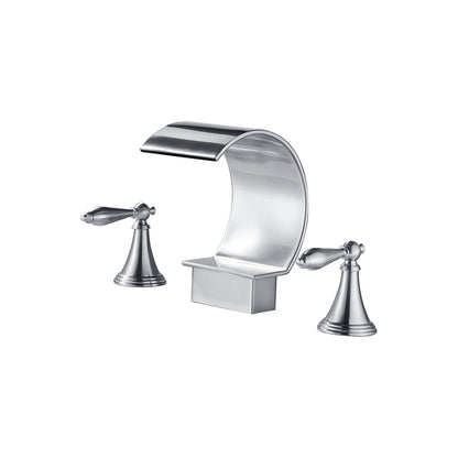 Fontana Isere 1.2 GPM Two Handle Deck Mounted Brushed Nickel Thermostatic Waterfall Faucet