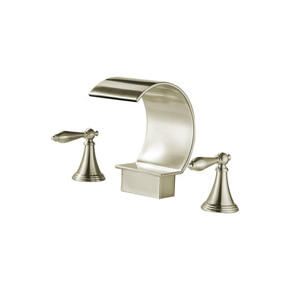 Fontana Isere 1.2 GPM Two Handle Deck Mounted Champagne Thermostatic Waterfall Faucet
