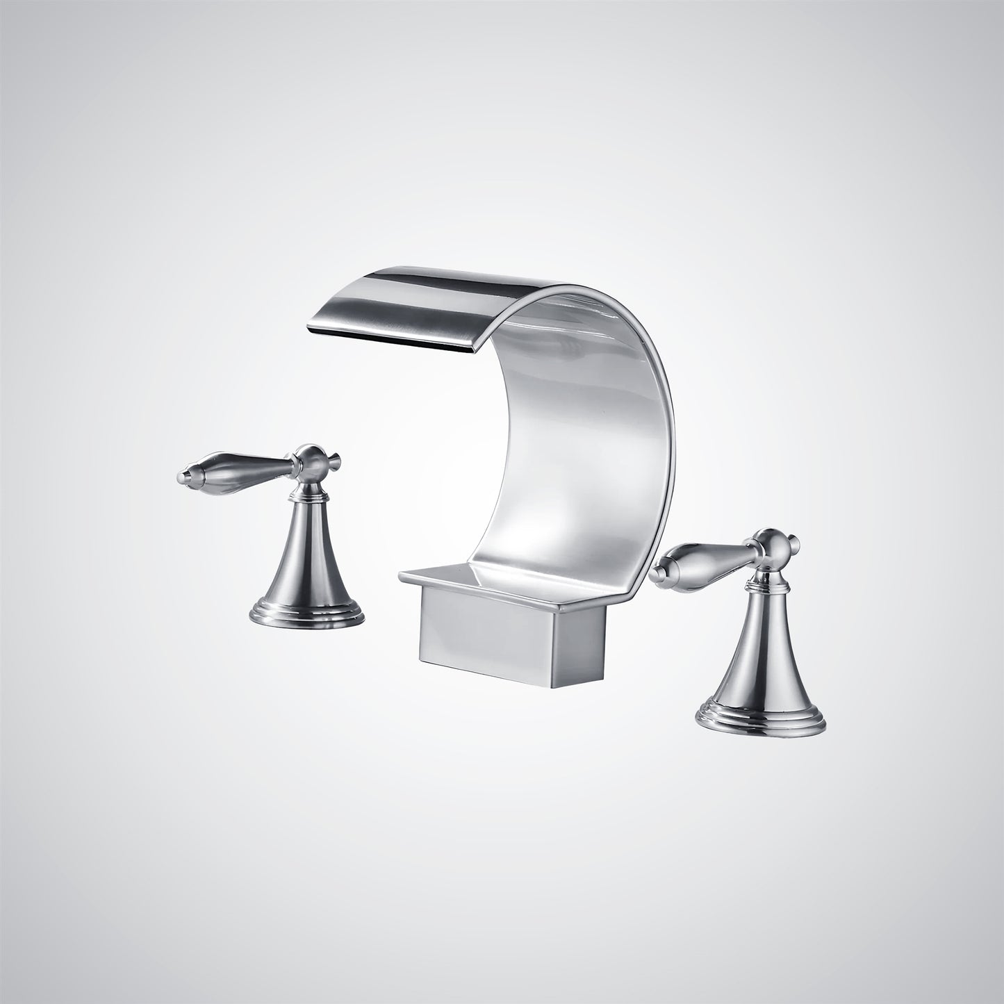 Fontana Isere 1.2 GPM Two Handle Deck Mounted Chrome Thermostatic Waterfall Faucet