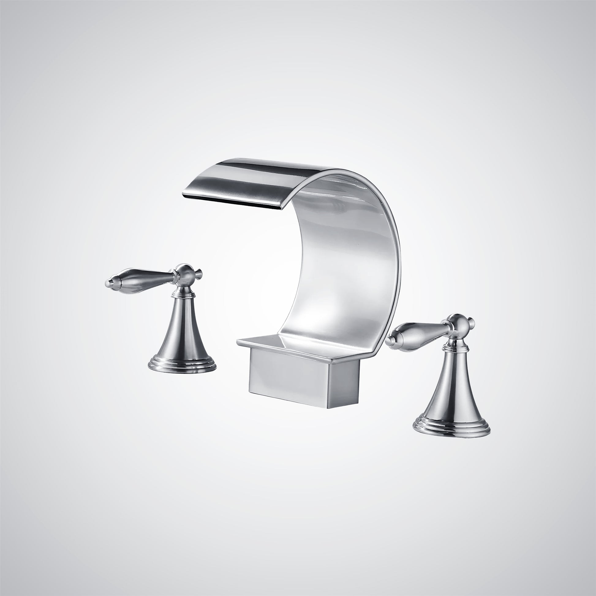 Fontana Isere 1.2 GPM Two Handle Deck Mounted Chrome Thermostatic Waterfall Faucet