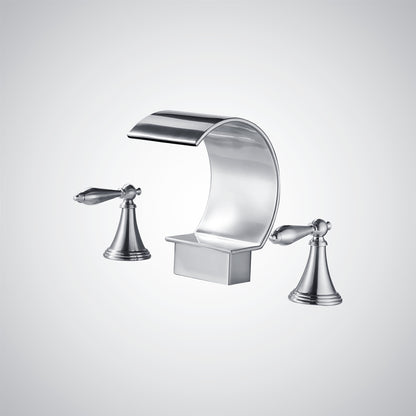 Fontana Isere 1.2 GPM Two Handle Deck Mounted Chrome Thermostatic Waterfall Faucet