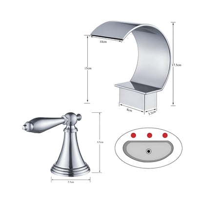 Fontana Isere 1.2 GPM Two Handle Deck Mounted Chrome Thermostatic Waterfall Faucet