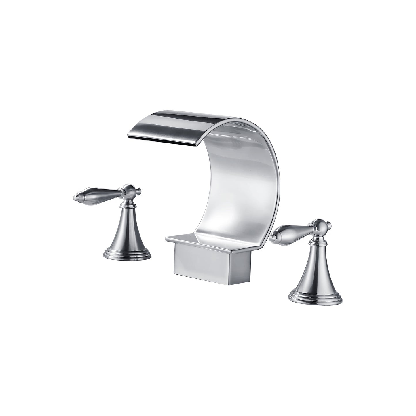 Fontana Isere 1.2 GPM Two Handle Deck Mounted Chrome Thermostatic Waterfall Faucet