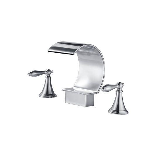 Fontana Isere 1.2 GPM Two Handle Deck Mounted Chrome Thermostatic Waterfall Faucet