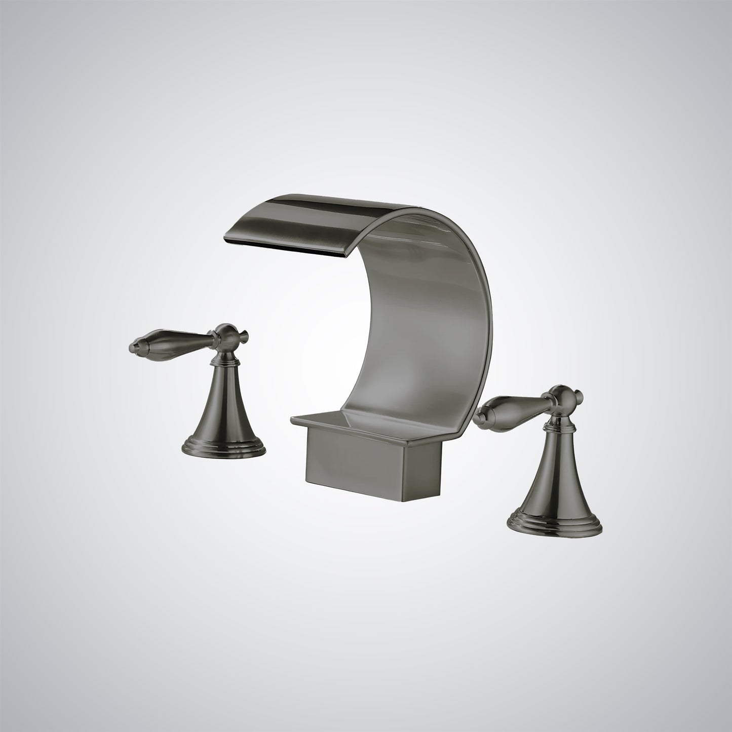 Fontana Isere 1.2 GPM Two Handle Deck Mounted Gun Metal Gray Thermostatic Waterfall Faucet