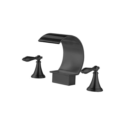 Fontana Isere 1.2 GPM Two Handle Deck Mounted Matte Black Thermostatic Waterfall Faucet
