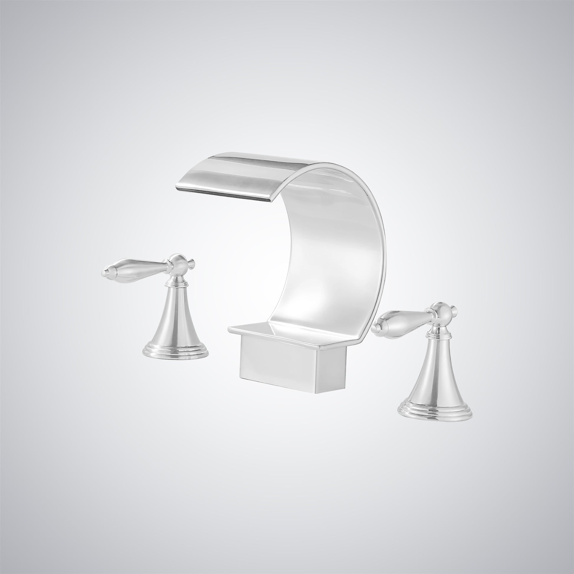 Fontana Isere 1.2 GPM Two Handle Deck Mounted Matte White Thermostatic Waterfall Faucet