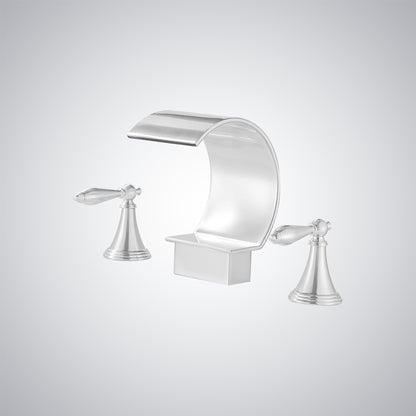 Fontana Isere 1.2 GPM Two Handle Deck Mounted Matte White Thermostatic Waterfall Faucet