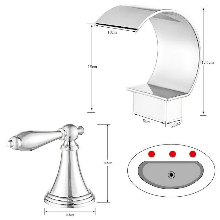 Fontana Isere 1.2 GPM Two Handle Deck Mounted Matte White Thermostatic Waterfall Faucet