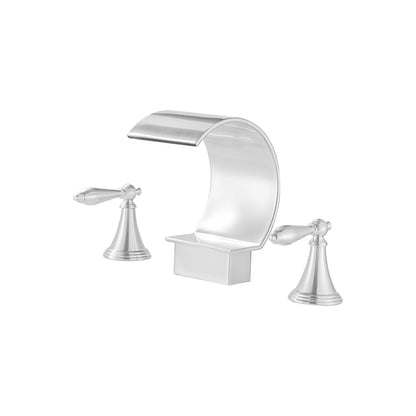 Fontana Isere 1.2 GPM Two Handle Deck Mounted Matte White Thermostatic Waterfall Faucet
