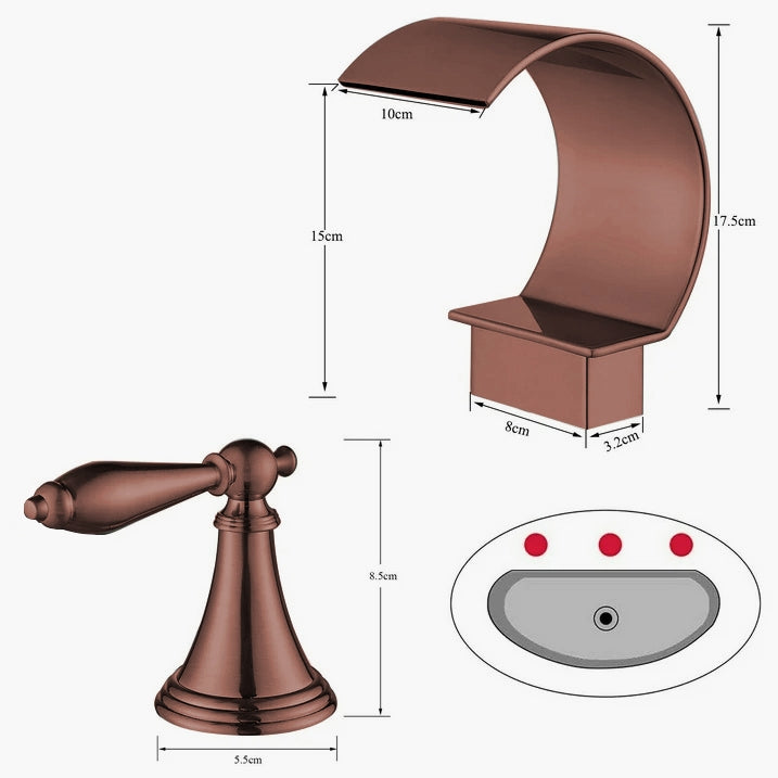Fontana Isere 1.2 GPM Two Handle Deck Mounted Oil Rubbed Bronze Thermostatic Waterfall Faucet