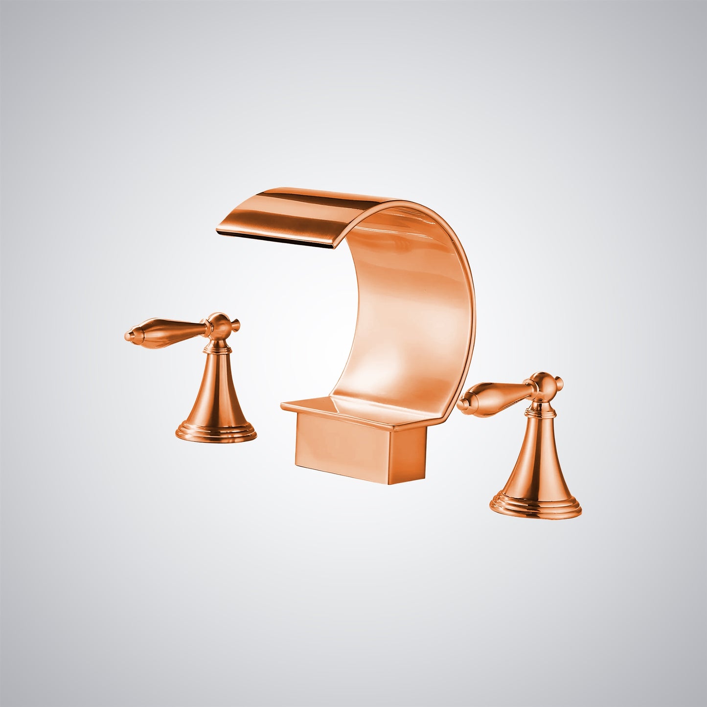 Fontana Isere 1.2 GPM Two Handle Deck Mounted Rose Gold Thermostatic Waterfall Faucet