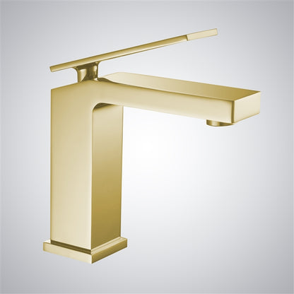 Fontana Lanusei 1.2 GPM Single Handle Deck Mounted Brushed Gold Faucet