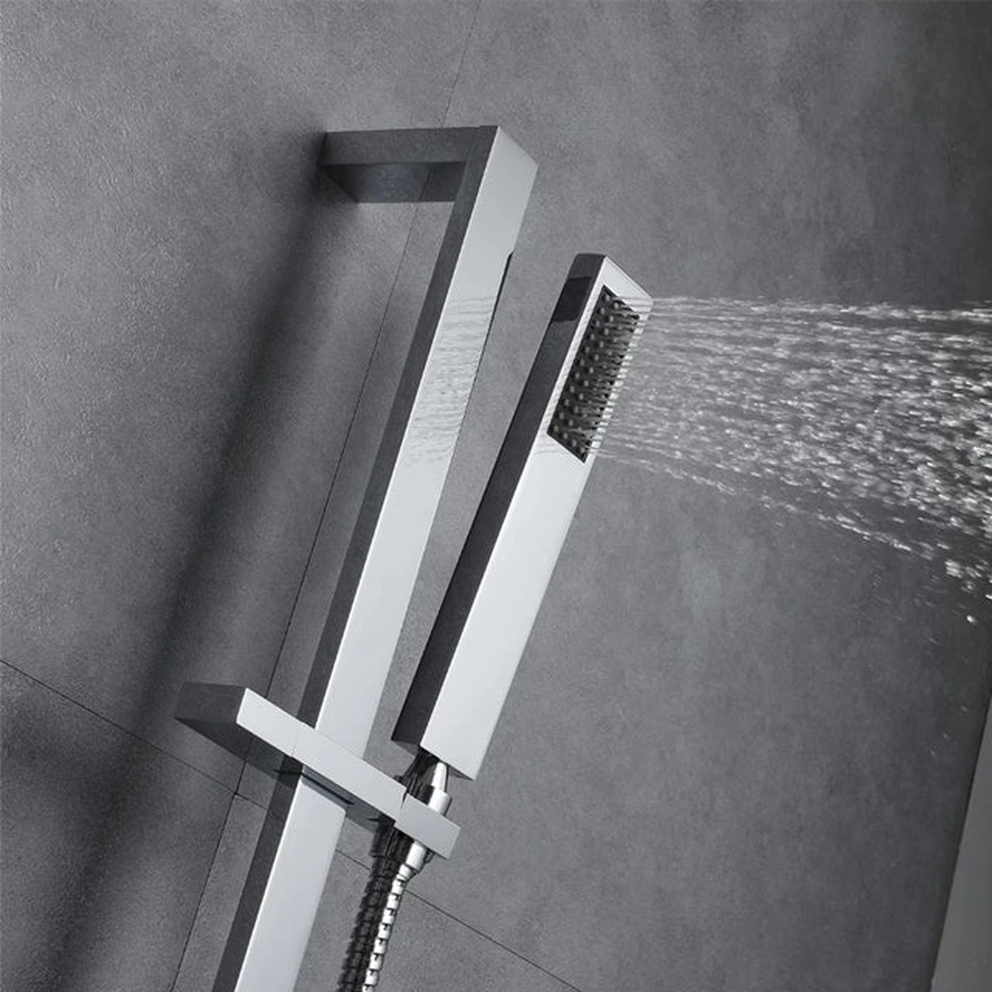 Fontana Latina Creative Luxury Chrome Recessed Ceiling Mounted LED Musical & Touch Panel Controlled Thermostatic Waterfall, Rainfall, Water Column & Mist Shower System With 3-Jet Body Sprays and Hand Shower