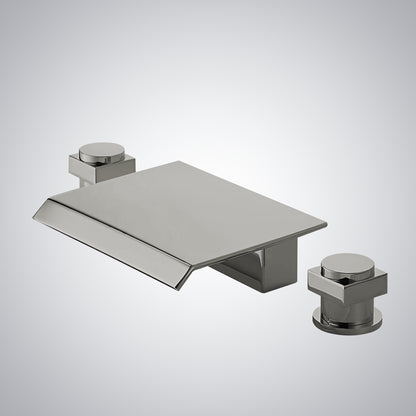 Fontana Laye 1.2 GPM Deck Mounted Waterfall Thermostatic Brushed Nickel Sink Faucet