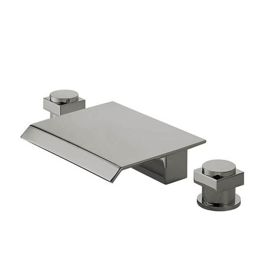 Fontana Laye 1.2 GPM Deck Mounted Waterfall Thermostatic Brushed Nickel Sink Faucet