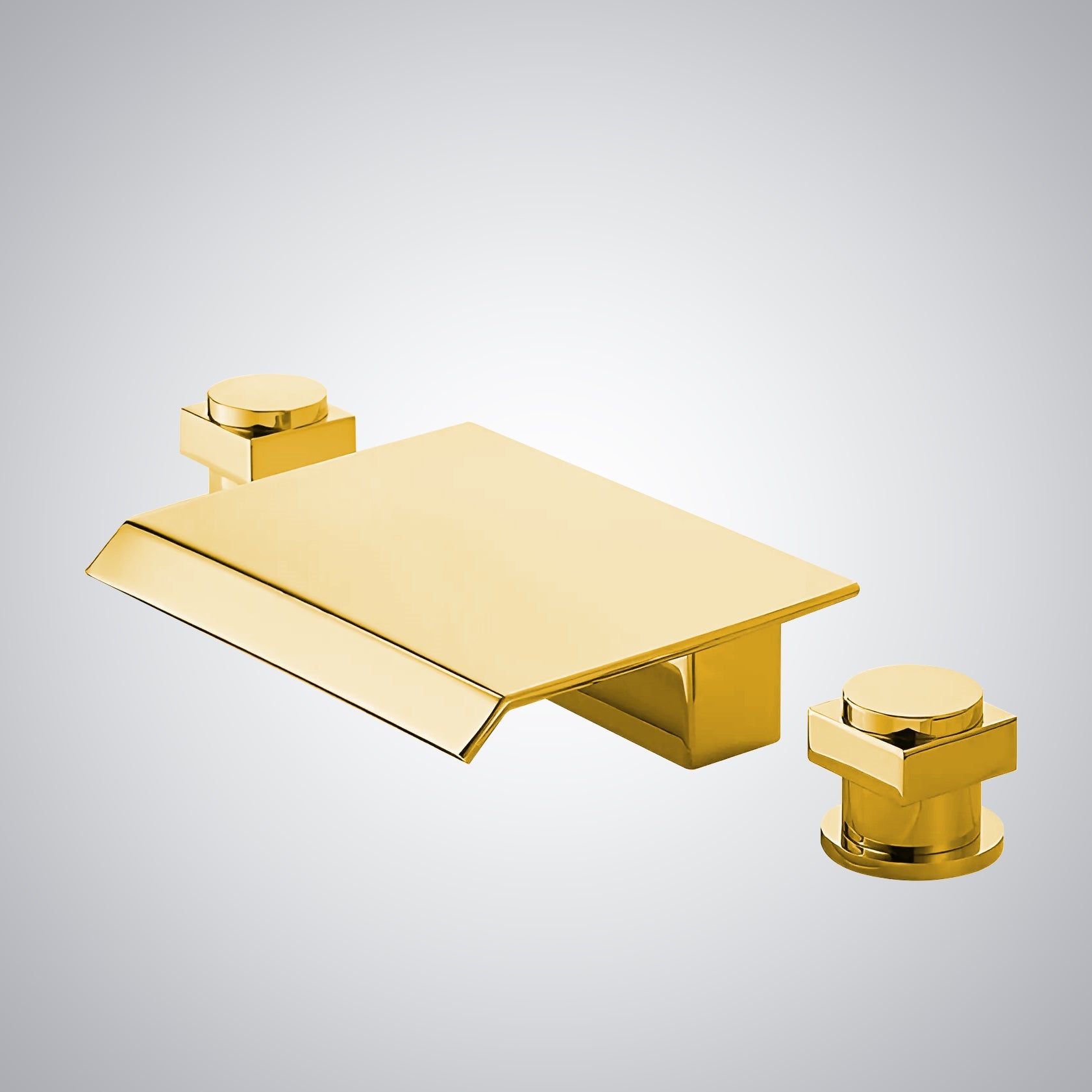 Fontana Laye 1.2 GPM Deck Mounted Waterfall Thermostatic Gold Sink Faucet