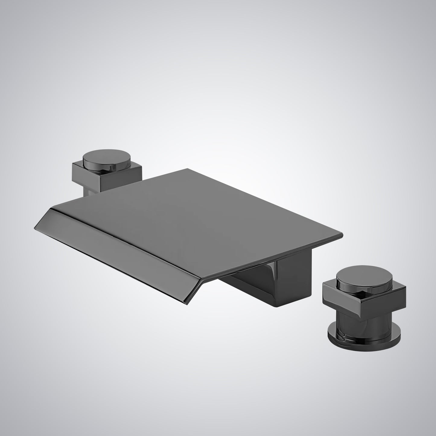 Fontana Laye 1.2 GPM Deck Mounted Waterfall Thermostatic Gun Metal Gray Sink Faucet