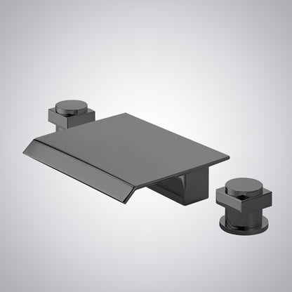 Fontana Laye 1.2 GPM Deck Mounted Waterfall Thermostatic Gun Metal Gray Sink Faucet