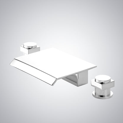 Fontana Laye 1.2 GPM Deck Mounted Waterfall Thermostatic Matte White Sink Faucet