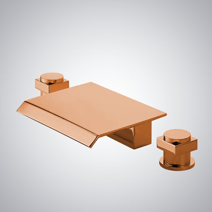 Fontana Laye 1.2 GPM Deck Mounted Waterfall Thermostatic Rose Gold Sink Faucet