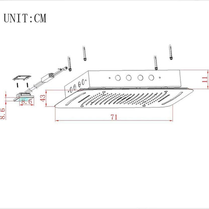 Fontana Le Havre Large LED Touch Panel Controlled Ceiling Mounted Shower Head