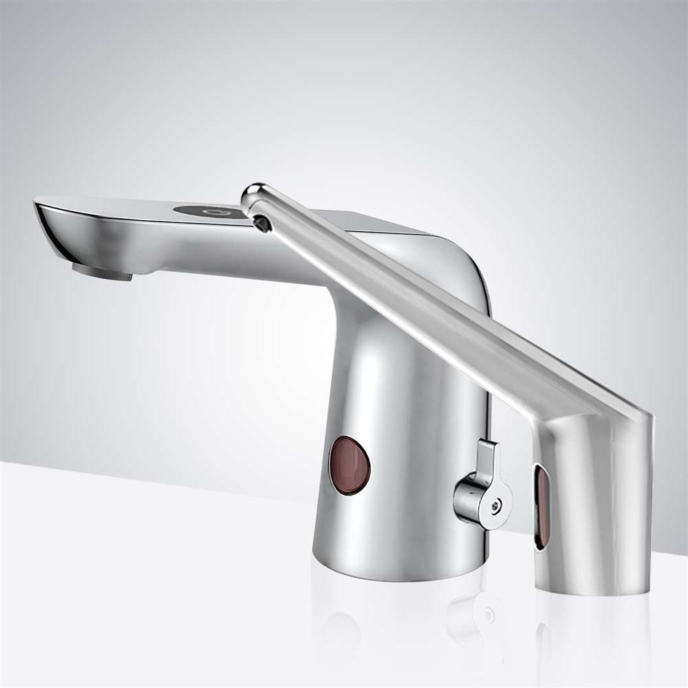 Fontana Le Havre Motion Sensor Brushed Nickel Faucet and Automatic Deck Mount Soap Dispenser