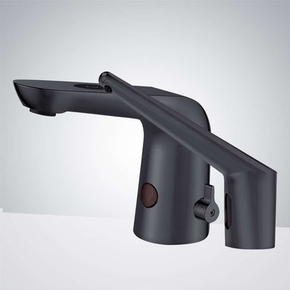 Fontana Le Havre Motion Sensor Matte Black Faucet and Automatic Deck Mount Soap Dispenser
