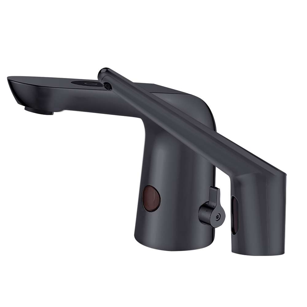 Fontana Le Havre Motion Sensor Matte Black Faucet and Automatic Deck Mount Soap Dispenser