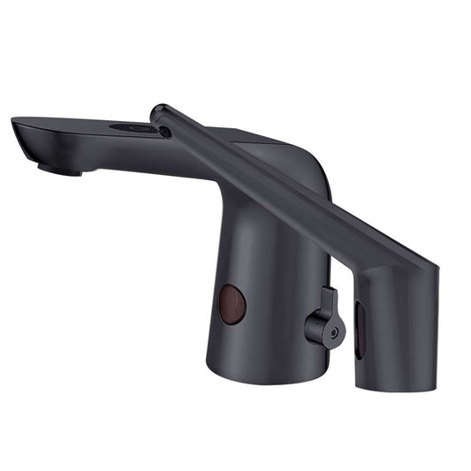 Fontana Le Havre Motion Sensor Matte Black Faucet and Automatic Deck Mount Soap Dispenser
