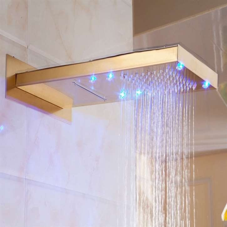 Fontana Lenox LED Gold Waterfall and Rain Fall Shower Head