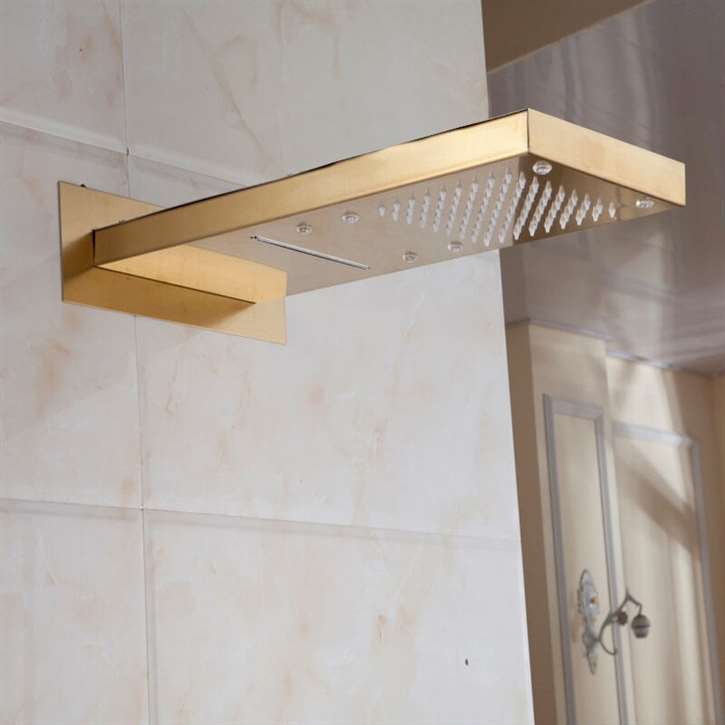 Fontana Lenox LED Gold Waterfall and Rain Fall Shower Head