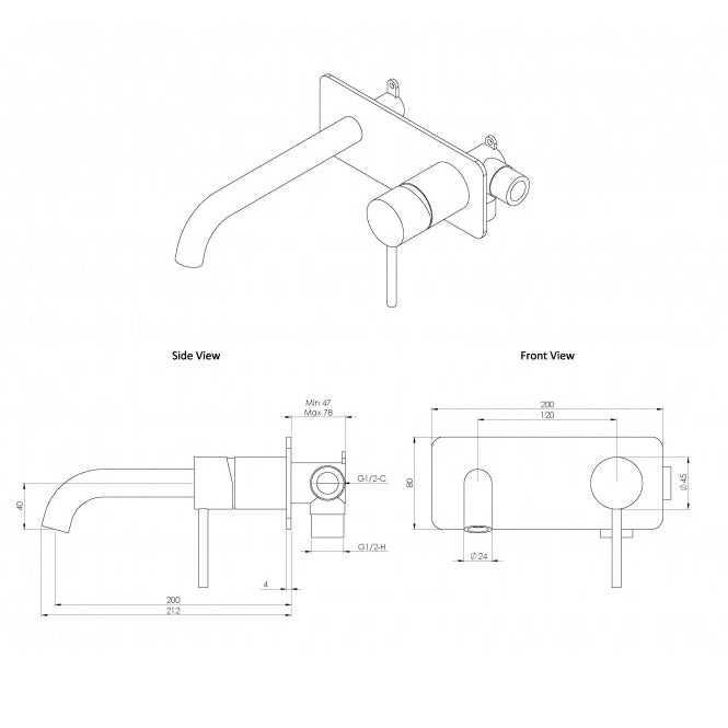 Fontana Lierna Single Handle Rose Gold Wall Mounted Faucet