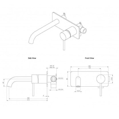 Fontana Lierna Single Handle Rose Gold Wall Mounted Faucet