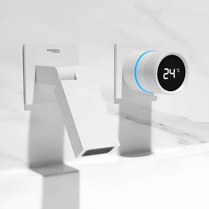 Fontana Lievin Single Handle Wall Mounted Matte White Faucet With Digital Mixer