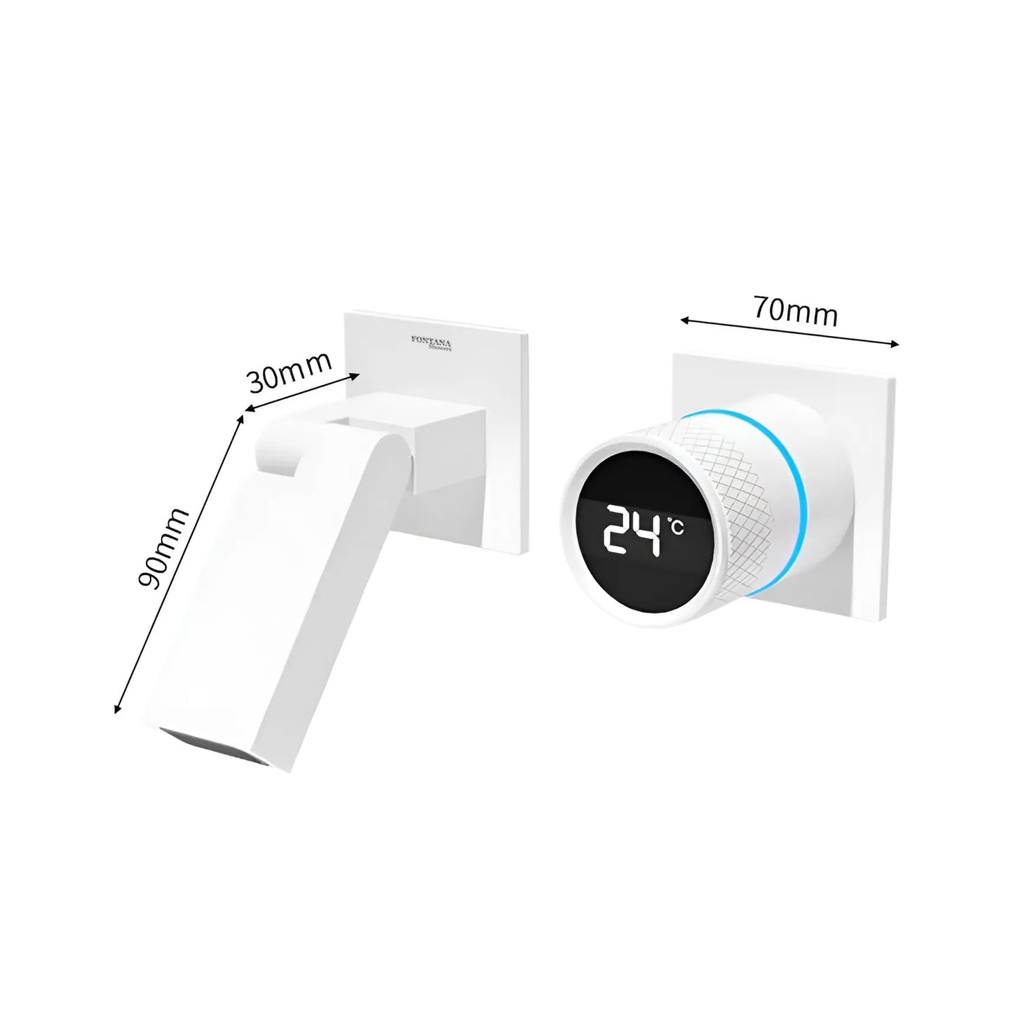 Fontana Lievin Single Handle Wall Mounted Matte White Faucet With Digital Mixer