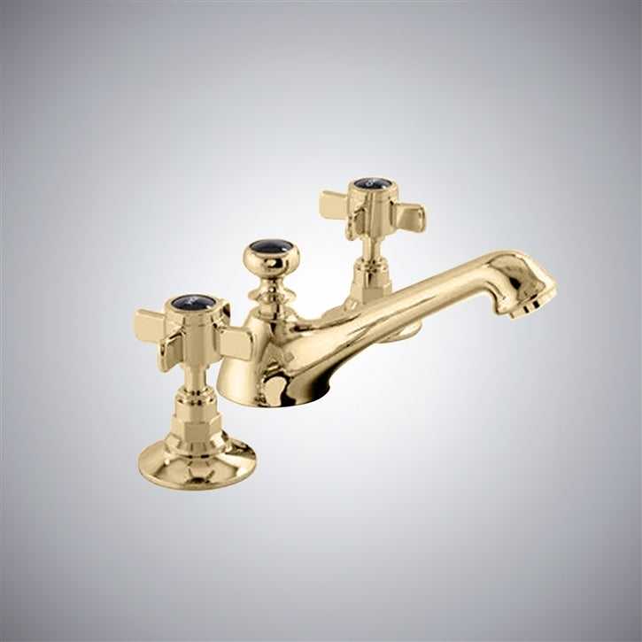 Fontana Logrono 8" Widespread Dual Handle Brushed Gold Deck Mounted Faucet