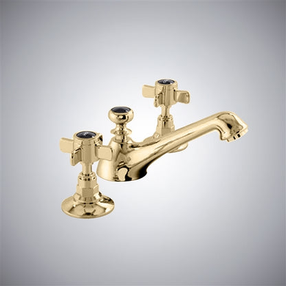 Fontana Logrono 8" Widespread Dual Handle Brushed Gold Deck Mounted Faucet