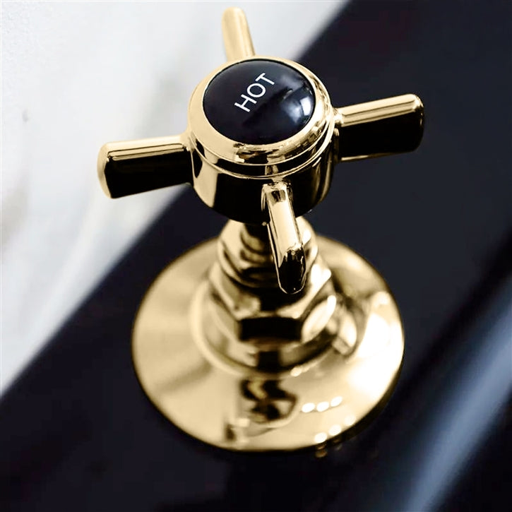 Fontana Logrono 8" Widespread Dual Handle Brushed Gold Deck Mounted Faucet