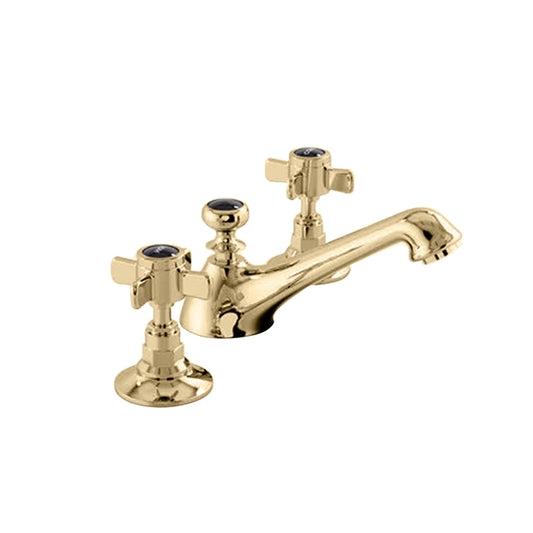 Fontana Logrono 8" Widespread Dual Handle Brushed Gold Deck Mounted Faucet