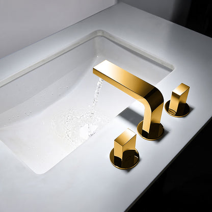 Fontana Luarca 4" Centerset Deck Mounted Dual Handle Thermostatic Gold Sink Faucet