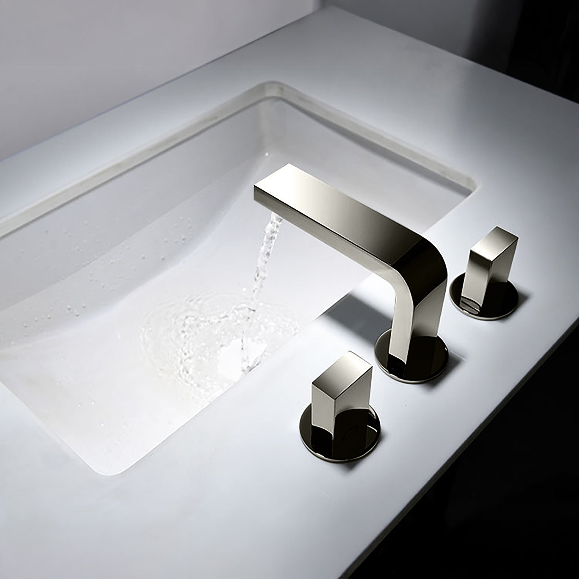 Fontana Luarca 4" Centerset Deck Mounted Dual Handle Thermostatic Gun Metal Gray Sink Faucet