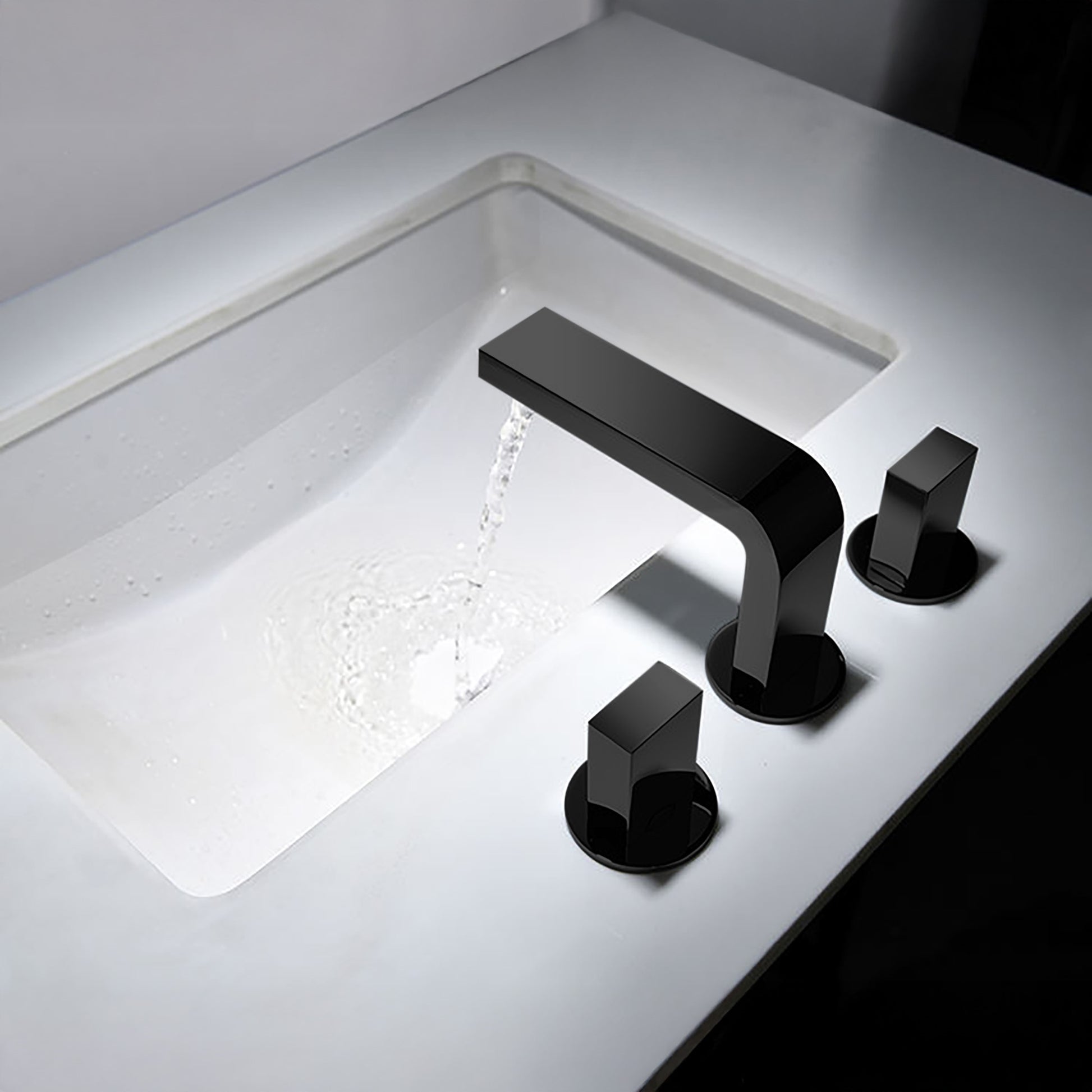 Fontana Luarca 4" Centerset Deck Mounted Dual Handle Thermostatic Matte Black Sink Faucet