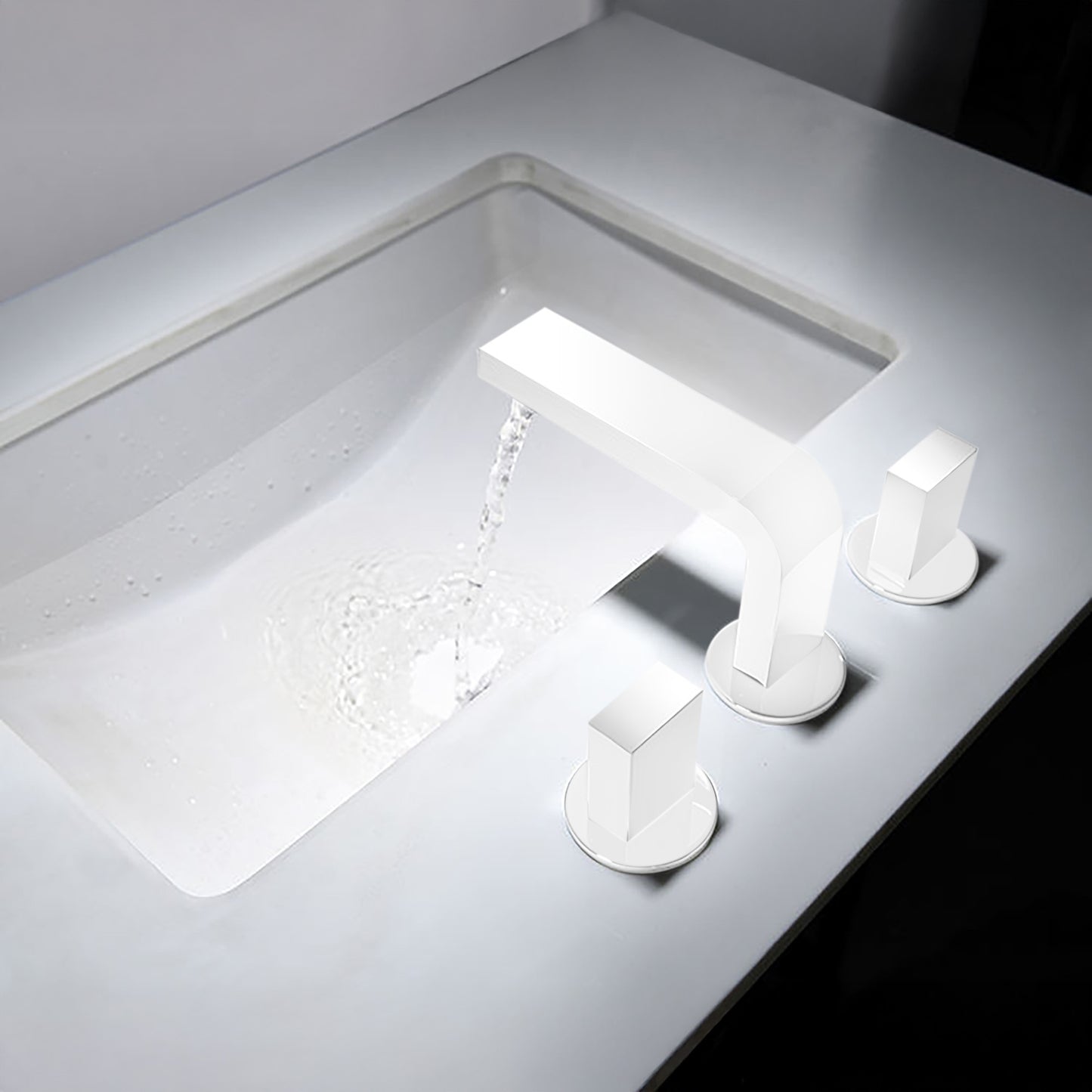 Fontana Luarca 4" Centerset Deck Mounted Dual Handle Thermostatic Matte White Sink Faucet