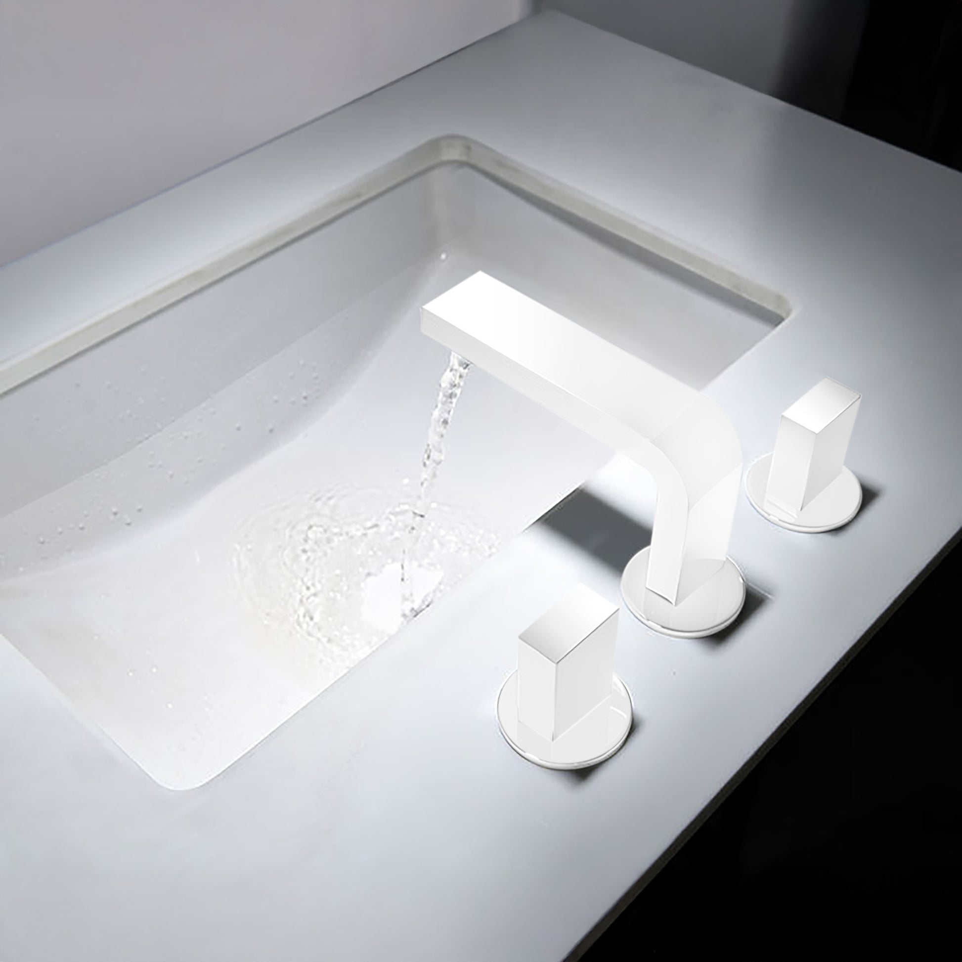 Fontana Luarca 4" Centerset Deck Mounted Dual Handle Thermostatic Matte White Sink Faucet