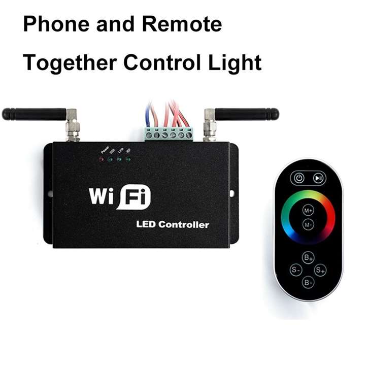 Fontana Luigi Ceiling Mount Rainfall Waterfall Phone and Remote LED Light Control Showerhead