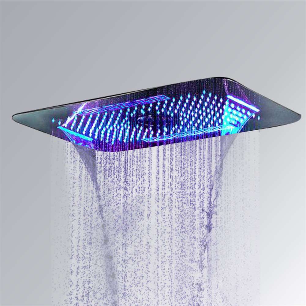 Fontana Luigi Ceiling Mount Rainfall Waterfall Phone and Remote LED Light Control Showerhead