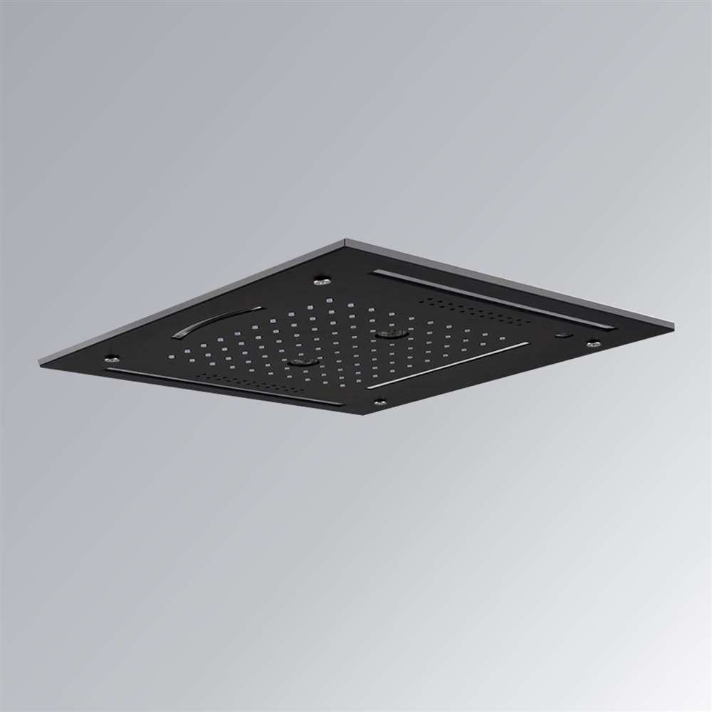 Fontana Marseille 16" LED Music Phone Controlled Matte Black Stainless Steel Square Waterfall Shower Head