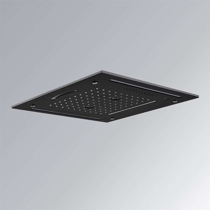 Fontana Marseille 16" LED Music Phone Controlled Matte Black Stainless Steel Square Waterfall Shower Head