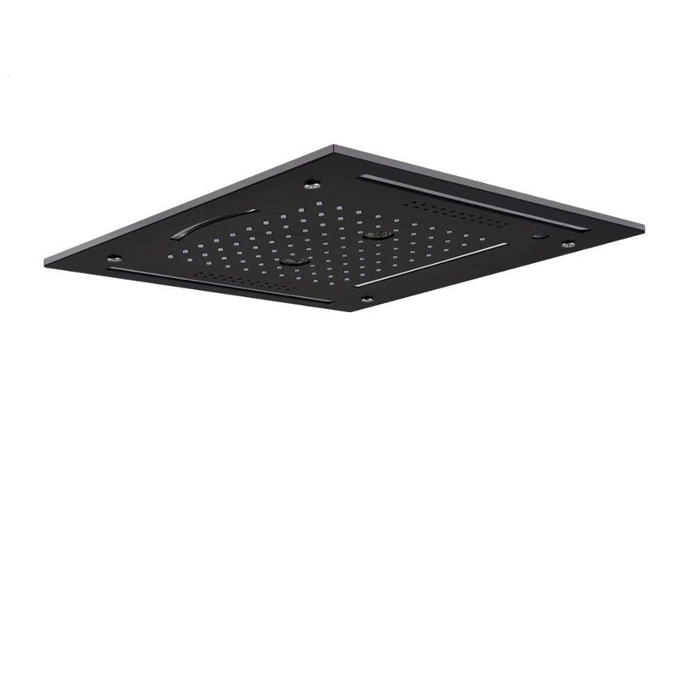 Fontana Marseille 16" LED Music Phone Controlled Matte Black Stainless Steel Square Waterfall Shower Head
